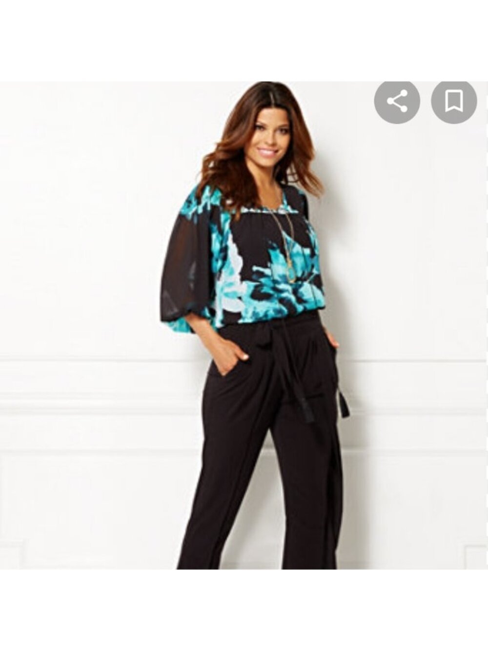 Eva Mendes sheer flowy blouse